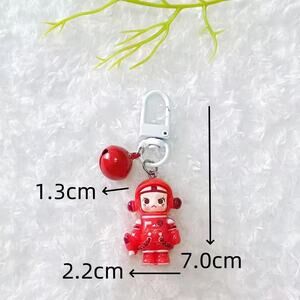 Skull Panda Phone Charm Keychain - Red-3F0-2